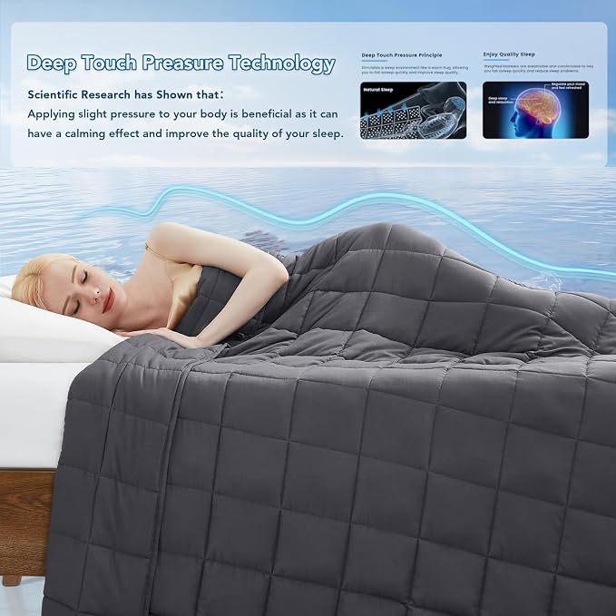 Weighted Blanket for Adults (15 lbs, 48" x 72") Twin Size Soft Cooling Heavy Blanket Sleeping, Apply to 130-160 lbs Body, Thick Breathable Blanket with Glass Bead, Easy Care