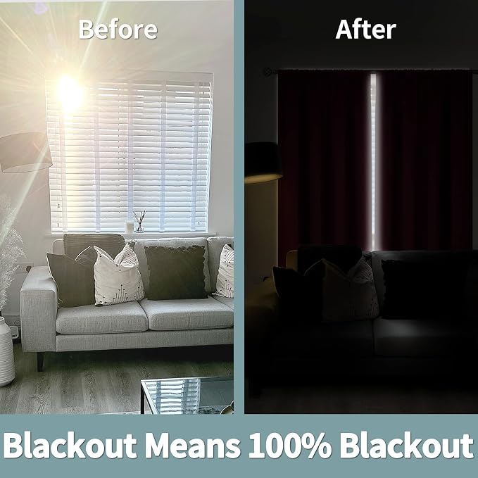 BGment Christmas Red Blackout Curtains for Bedroom 63 Inch Length 2 Panels | Thermal Insulated, Full Room Darkening Noise Reducing, Thick Rod Pocket Living Room Curtains, 52 x 63 Inch