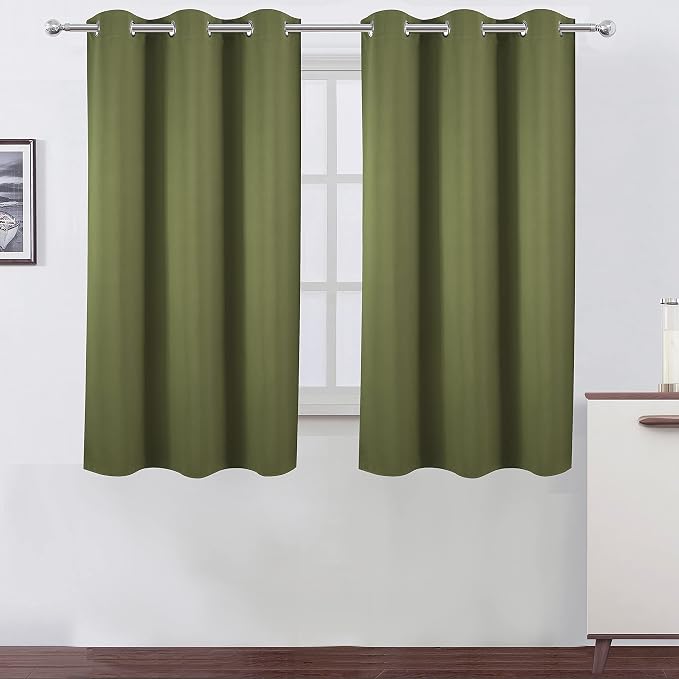 Oilve Green Blackout Curtains 38 x 54 Inch Length/Set of 2 Curtain Panels/Thermal Insulated Room Darkening Blackout Curtains