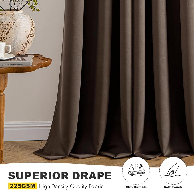 MIULEE Blackout Curtains for Bedroom 2 Panels 40"x45" Long Chocolate Brown | Thermal Insulated, Living Room Darkening Grommet Drapes, Noise Reducing, Light Blocking Window Treatments