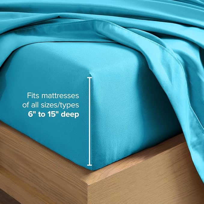 Bare Home Full Sheet Set - 1800 Ultra-Soft (Full, Aqua) | Deep Pockets 6 to 15 Inches, Breathable, Hypoallergenic, Hotel Luxury, Easy Fit, Soft, All-Season