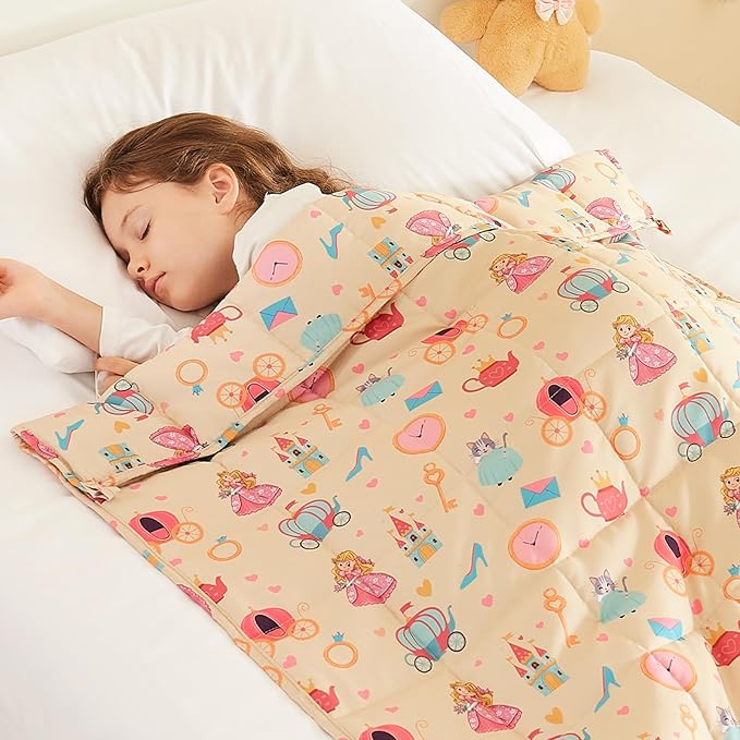 Weighted Blanket - 5 lbs Beige Princess Heavy Blanket - Small Size Breathable Lap Blanket(36"x48", 5 lbs)