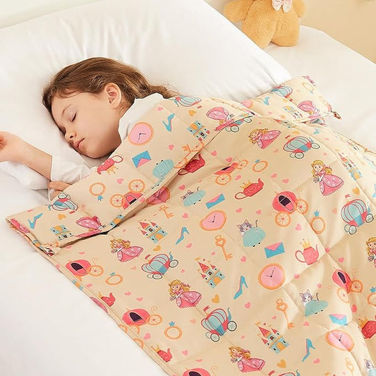 Weighted Blanket - 10 lbs Beige Princess Heavy Blanket - Small Size Breathable Lap Blanket(50"x60", 10 lbs)