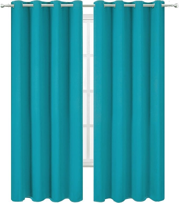 Teal/Turquoise Kids Blackout Curtains for Bedroom/52 X 84 Inch/Set of 2 Panels Thermal Insulated Living Room Curtains