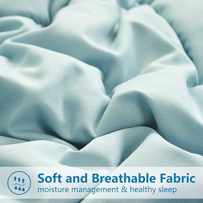 EASELAND Queen Size Down Alternative Comforter, Aqua, 88x88 Inches | Quilted Duvet Insert for All Seasons, Soft Lightweight Bedding with Corner Tabs, Breathable Machine Washable Hotel Quality