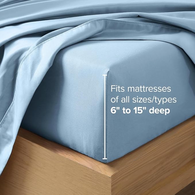 Bare Home Twin XL Sheet Set - 1800 Ultra-Soft (Twin XL, Light Blue) | Deep Pockets 6 to 15 Inches, Breathable, Hypoallergenic, Hotel Luxury, Easy Fit, Soft, All-Season