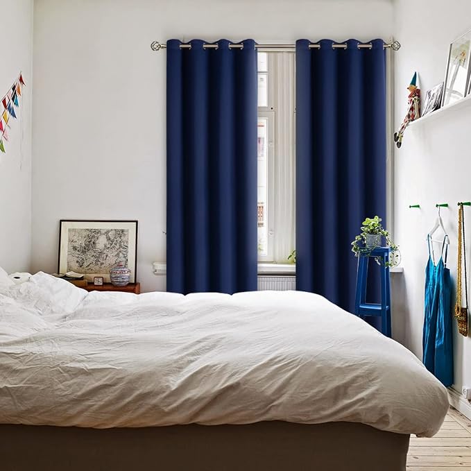BGment Blackout Curtains - Grommet Thermal Insulated Room Darkening Bedroom and Living Room Curtains, Set of 2 Panels (52 x 108 Inch, Navy) | Grommet Top, Black Out, Extra Long, Room Darkening, Sunblock, Thermal Insulated, Window Drapes for Bedroom, 52...