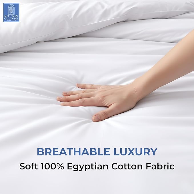 1 Pc 120" x 98" Duvet Cover Oversized King 100% Egyptian Cotton - 600 Thread Count Comforter Cover, Zipper Closure & Corner Ties - Fits Large King Inserts - White