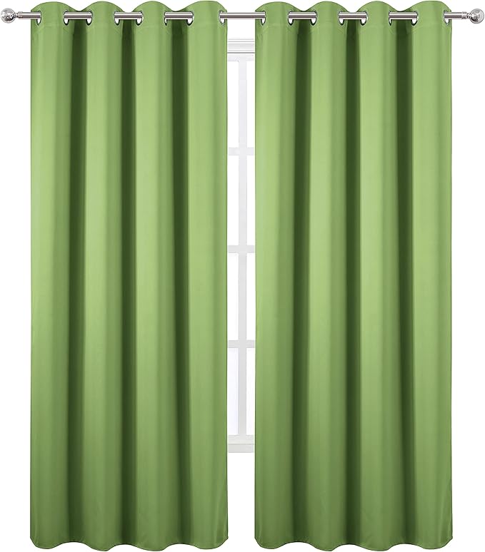 Blackout Curtains 66 x 84 inch/Light Green Curtains Set of 2 Panels/Thermal Insulated Room Darkening Bedroom Curtains