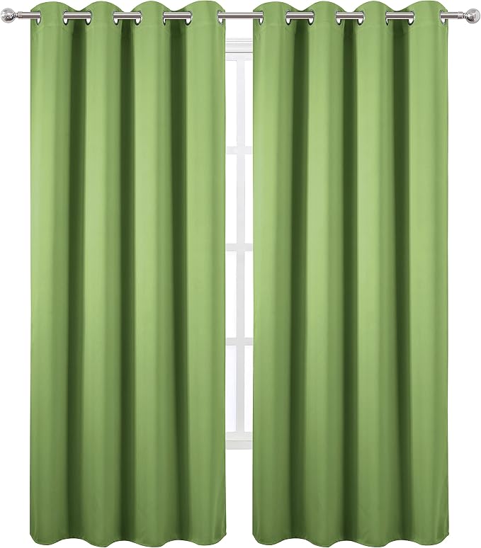 Light Green Blackout Curtains for Bedroom Room Darkening Curtains/Draperies 52 x 84 Inches Long Thermal Insulated Living Room Curtains Set of 2 Panels