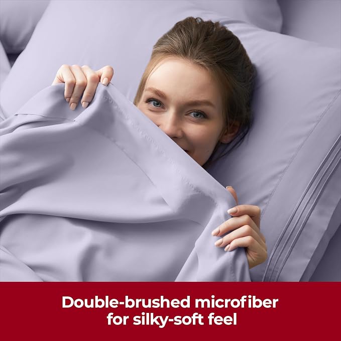 Mellanni Iconic 4-Piece, Ultra Soft Sheet Set (King, Lavender) | 10M+ Sleepers. Lab-tested: Sleeps Cool, Stays Bright, Strong, Smooth. Good Housekeeping Best Bedding, 7 yrs running.