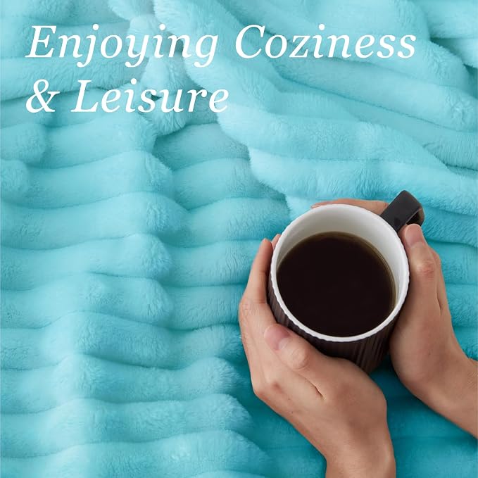 BEDELITE Ribbed Twin Blanket for Couch & Bed, Sky Blue, 60"x80" | Ultra-Soft Plush Fleece, Cozy, Warm Yet Lightweight, Ribbed Texture, Home Decor, Machine Washable, Giftable, All-Season Use