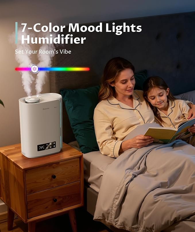 BREEZOME 6L Humidifier for Bedroom Large Room Smart Humidistat Control | 60H Runtime,25dB Quiet, Essential Oil Diffuser, Top Fill Ultrasonic Cool Mist Humidifiers for Baby, Plants, Nursery