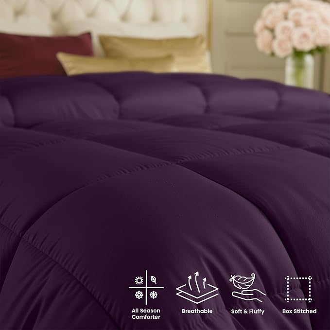 Utopia Bedding Duvet Insert, Twin Comforter 64 x 88 Inches, Plum | Cozy All Season Comforter for Kids and Teens, Unisex, Down Alternative Fill, Soft Microfiber Shell, Machine Washable.