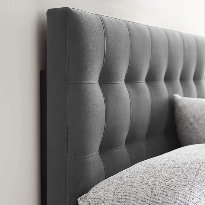 Modway Emily Full Biscuit Tufted Performance Velvet Headboard, Gray