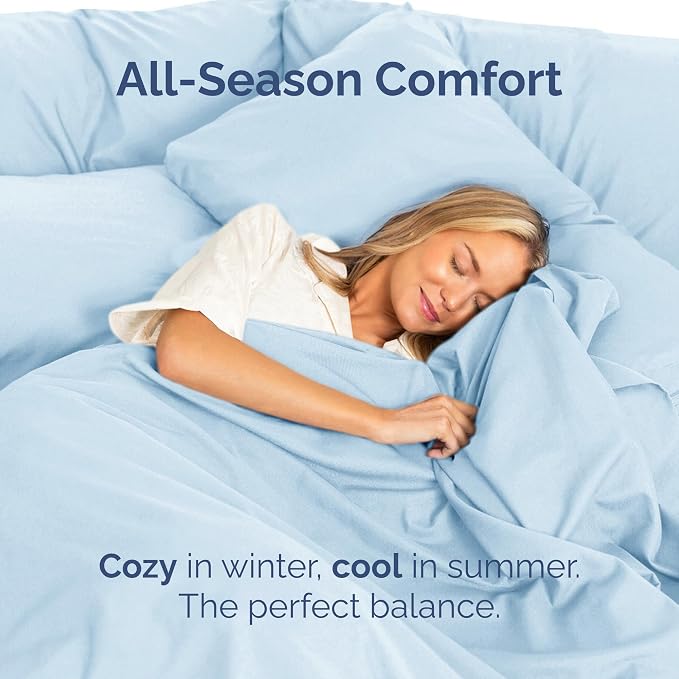 King Flat Sheet - Single Top Flat Sheet Only - Soft & Cooling - Sky Blue | Hotel Luxury Top Flat Sheet Only, Ultra-Soft, Breathable & Cooling, Fade & Wrinkle Free, Easy-Care, Stain & Shrink Resistant