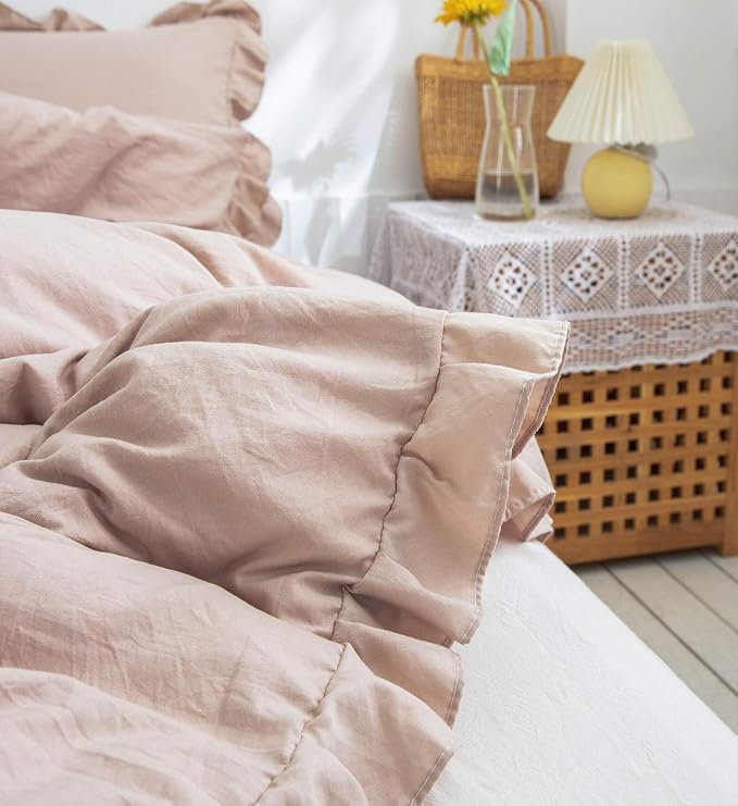 King Pillowcases Taupe Pillow Shams Cute Pillow Cover Tan Ruffle Set of 2 Shabby Chic Ruffled Fringe Decor Taupe Gray Pillowcases 2 Pack King (20''x36'')