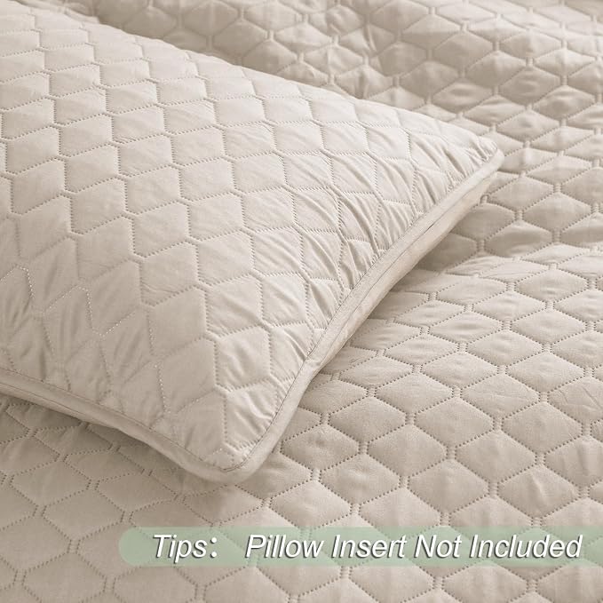 Exclusivo Mezcla Reversible Twin Quilt Bedding Set, Brich Beige | Lightweight Bedspreads with 1 Pillow Sham, Soft Microfiber, All Season Bed Coverlets for Dorm Bedroom Guest Room, 68x88 Inch