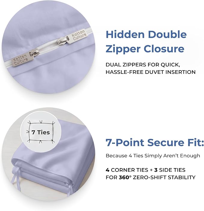 Kotton Culture 3 Pc 120"x120" Duvet Cover Set Super King Plus/Super Oversize King 100% Egyptian Cotton-600 TC Comforter Cover,Zipper Closure & Corner Ties Fits Only Extra Large Inserts-Cornflower Blue