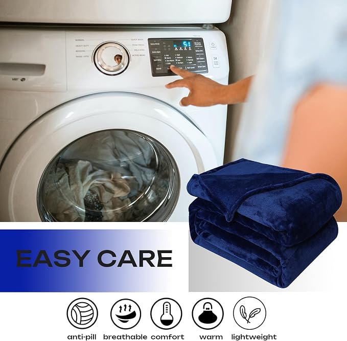 Fleece Plush Throw Blanket Navy Blue 50"x70"for Couch Fuzzy Cozy Flannel | Super Soft Lightweight Microfiber Blanket for Sofa Bed bedroom Home Decor All Season,Birthday Gifts for Women Mom Adult