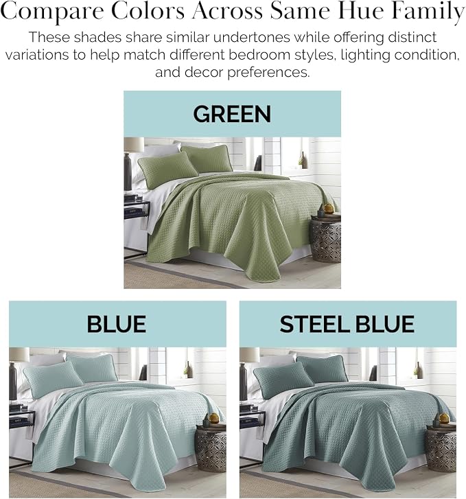 Southshore Fine Living, Inc. Bed Quilts Queen Size Set, Pet Hair Resistant Bedding, Soft Coverlet Queen Size, Full Quilt Set with 2 Pillow Shams, Lightweight Full Bedspread, Sage Green Quilt