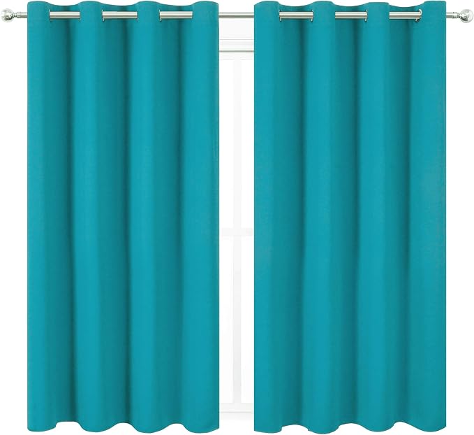 Turquoise Thermal Blackout Curtains/52 x 72 Inch/Set of 2 Panels Room Darkening Curtains for Bedroom