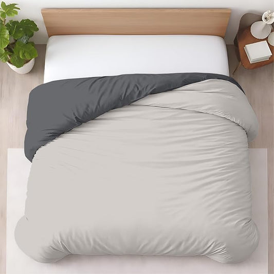 1 Pc Queen Size Duvet Cover Only -100% Egyptian Cotton 600 TC Ultra Soft Premium Durable Comforter Cover Zipper Closure & Corner Ties (Blended Grey, Queen/Full 90" X 90")