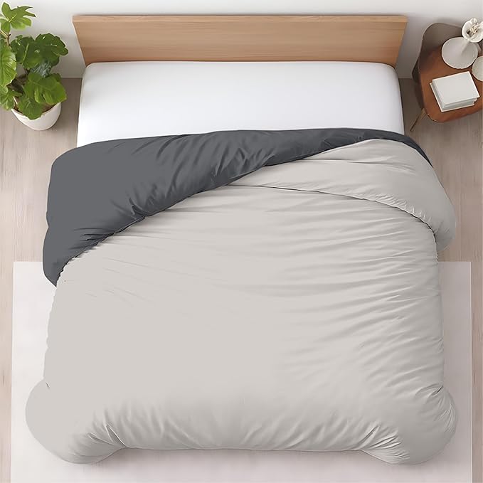 120"x98" 1 Pc Oversized King Duvet Cover Only 100% Egyptian Cotton - 600 TC Comforter Cover, Zipper Closure & Corner Ties - Fits Large King Inserts (Oversized King, Blended Grey)