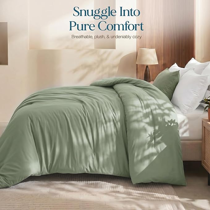 Utopia Bedding 2 Pc Twin Comforter Set, All Season Bedding, Sage Green | Bedding Set Includes Comforter (64x88) Inches, 1 Sham (20x26) Inches. Soft Microfiber Down Alternative, Machine Washable.