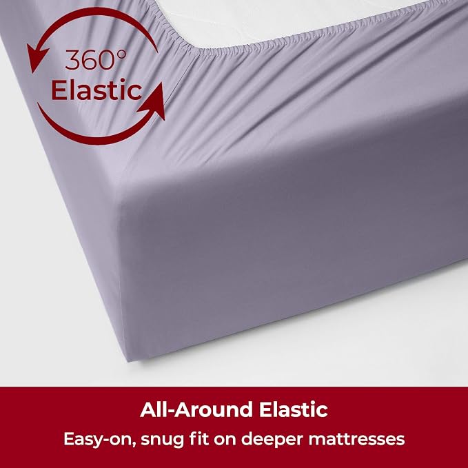 Mellanni Iconic 4-Piece, Ultra Soft Sheet Set (Queen, Lavender) | 10M+ Sleepers. Lab-tested: Sleeps Cool, Stays Bright, Strong, Smooth. Good Housekeeping Best Bedding, 7 yrs running.