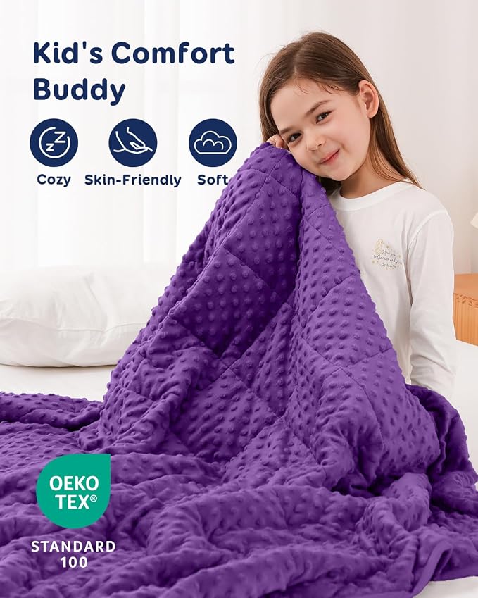 5lbs Weighted Blanket, Cooling Soft Minky Dot Heavy Blankets, 36"x48" | Gentle Hug-Like Comfort, Reversible Cooling & Cozy for All Seasons, 7-Layer for Even Weight Distribution, Machine Washable