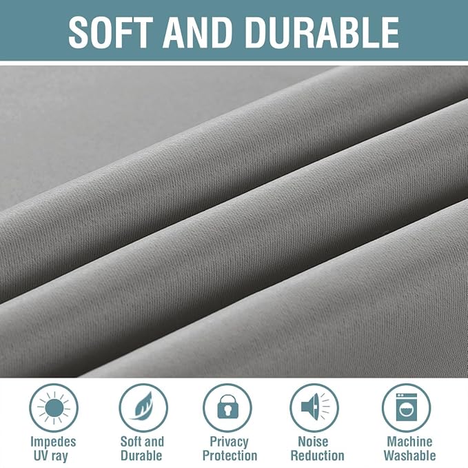 H.VERSAILTEX Grey Blackout Curtains for Bedroom Thermal Insulated Room Darkening Blackout Curtain Panel for Door, Window Panel Drapes - 1 Panel - 52 inch Wide by 102 inch Long, Dove Gray, Grommet Top