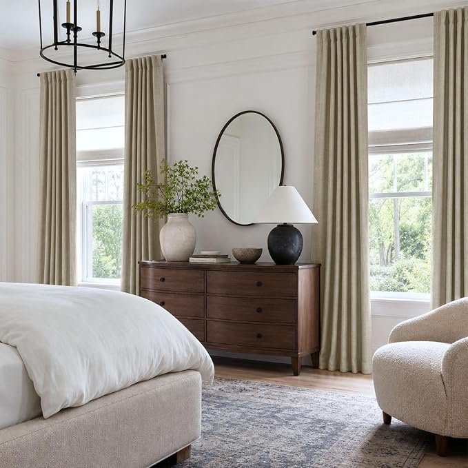 Faux Linen Total Blackout Curtains for Bedroom 90 Inches Long, Plaza Taupe | 100% Blackout Shield, Back Tab/Rod Pocket Living Room Drapes, Thermal Insulated Blackout Curtains 2 Panels Set, 50"W x 90"L