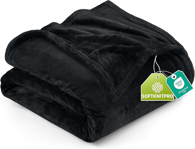 Utopia Bedding Ultra Soft Fleece Bed Blanket Queen Size Black (90x90 Inch) | Microfiber Plush Warm Lightweight Breathable Cozy Blanket Anti-Static, All Season Use, Gift for Women and Men