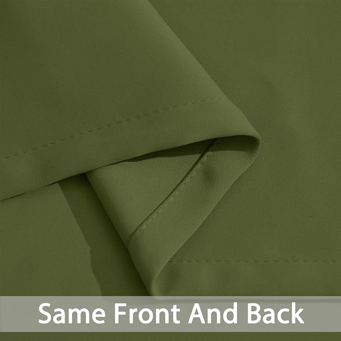 Yakamok Room Darkening Curtains 62x84 inch Length Olive Green-Living Room | 2 panels,grommet blackout window treatment,thermal insulated,light blocking drapes,privacy protection,bedroom dining room