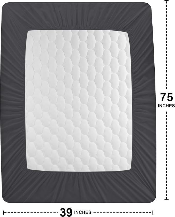 Waterproof Twin Mattress Protector, Quilted Fitted Mattress Pad, Grey | Deep Pockets fits upto 16" Deep, 100% Waterproof Mattress Cover Soft Breathable & Noiseless Mattress Topper by Utopia Bedding
