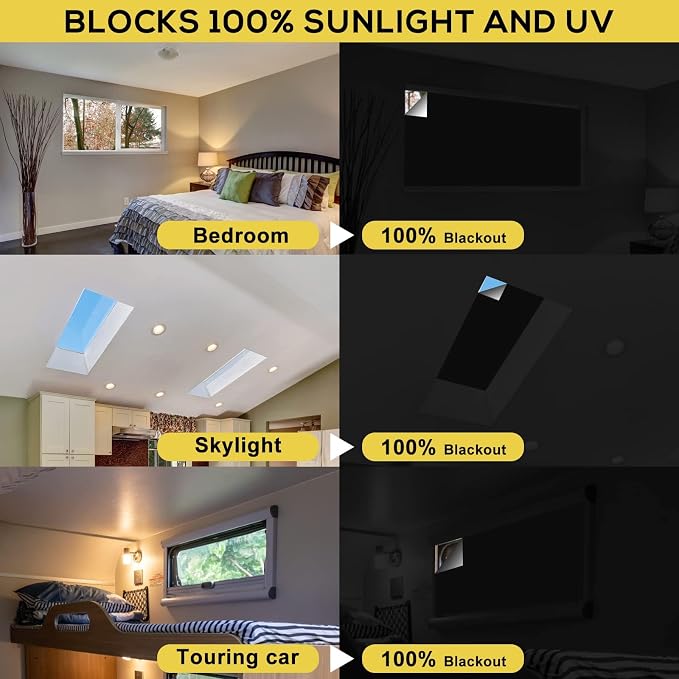 Blackout Curtains 100% Blackout Blinds Window Cover Portable Shades 118x57” | No Drill, Cuttable Fabric, Temporary Blinds, Indoor Window Shades, Bedroom Nursery RV Travel, Sun Blocker, Room Darkening