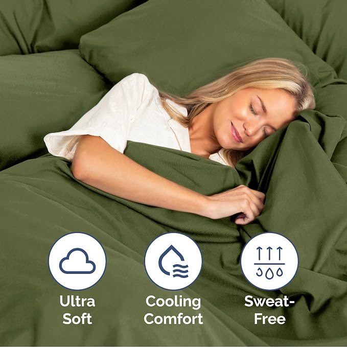 Cal King Size 4 Piece Sheet Set - Ultra Soft & Cooling Sheets - Deep Olive | Fits 8 Inch to 16 inch Mattress, Wrinkle Free & Fade Resistant with Deep Pockets, Breathable, Comfy Hotel Luxury Bedding