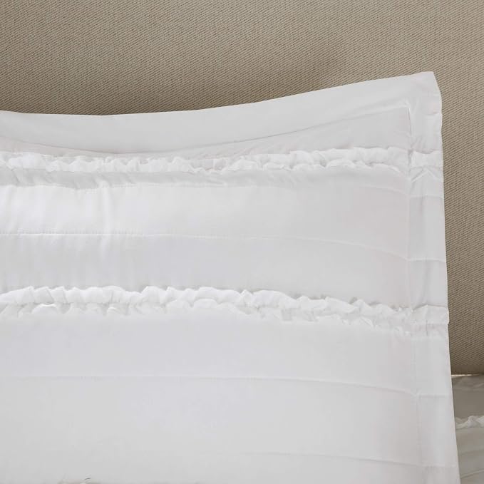 Madison Park Modern All-Season Breathable White Queen Quilt Set, 4pc | Down Alternative Bedding Set, Lightweight, Machine Washable, Easy Care, Cozy, Coverlet, Soft, Warm