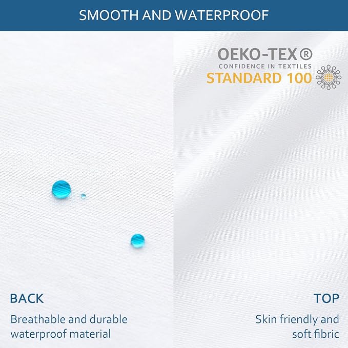 Twin Size Mattress Protector Waterproof, Mattress Cover for Kids | Smooth Top,Breathable Skin Friendly and Noiseless Fitted Sheet,Polyester Mattress Protector