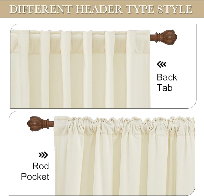 RYB HOME Cream Velvet Room Drakening Curtains 96 inches for Living Room | Thermal Insulated,Privacy UV Block,OEKO-TEX Certified,Luxury Window Decor for Dining Room Sliding Door,W52 x L96,2 Panels