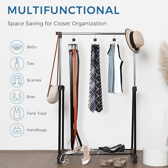 Belt Hanger, 2PCS Belt Organizer for Closet 360° Rotatable | Max 48 Belt Storage Rack Space Saving Closet Organizers and Storage for Belt, Bra, Tank Top, Tie, Scarf, Purse