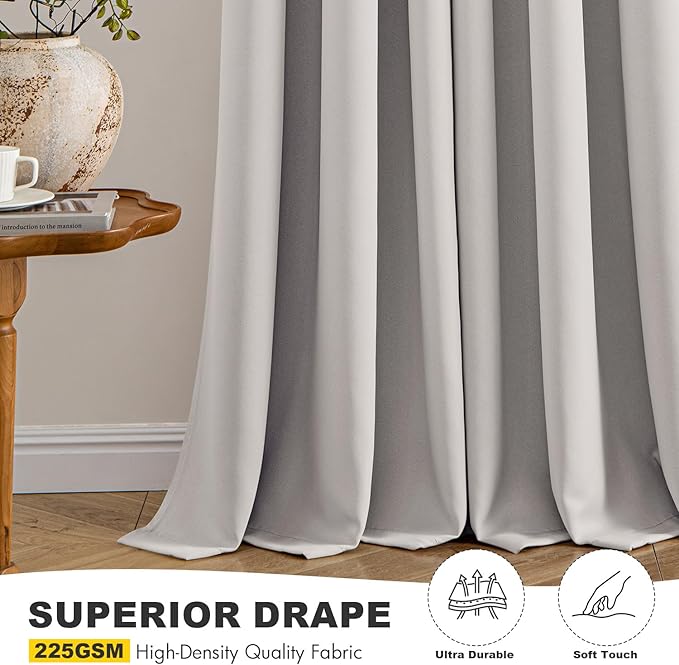MIULEE Blackout Curtains for Bedroom 2 Panels 40 x 63 Inch Long Cobblestone | Thermal Insulated, Living Room Darkening Grommet Drapes, Noise Reducing, Light Blocking Window Treatments