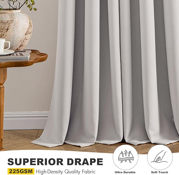 MIULEE Blackout Curtains for Bedroom 2 Panels 40 x 45 Inch Long Cobblestone | Thermal Insulated, Living Room Darkening Grommet Drapes, Noise Reducing, Light Blocking Window Treatments
