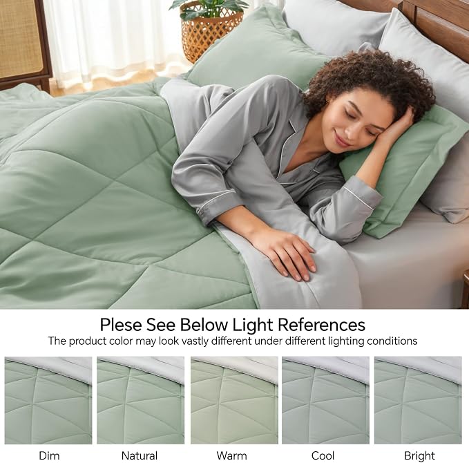 BEDELITE Cal King Comforter Set 7 Pieces, Sage Green Bed in A Bag | Soft All Season Down-Alternative Comforter, Sheets, Pillowcases & Shams, OEKO-TEX Certified Bedding for Bedrrom, Guest Room