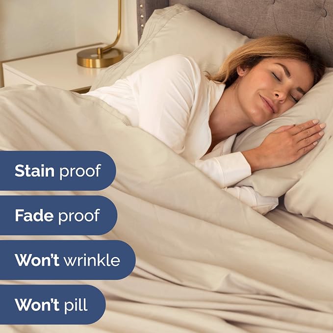 King Size 4 Piece Sheet Set - Comfy Breathable & Cooling Sheets - Wheat | Hotel Luxury Bed Sheets for Women & Men, Deep Pockets, Easy-Fit, Extra Soft and Wrinkle Free Sheets, Oeko-Tex Bed Sheet Set