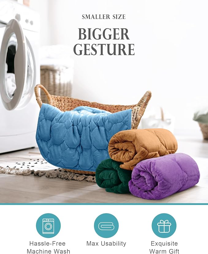 Cottonblue Small Weighted Lap Blanket Pad for Adults 7 lbs 24"x29", Brown | Luxury Crystal Velvet Weighted Blanket Pad, Washable Portable Travel Blankets for Sleeping Relaxation All Season, Washable