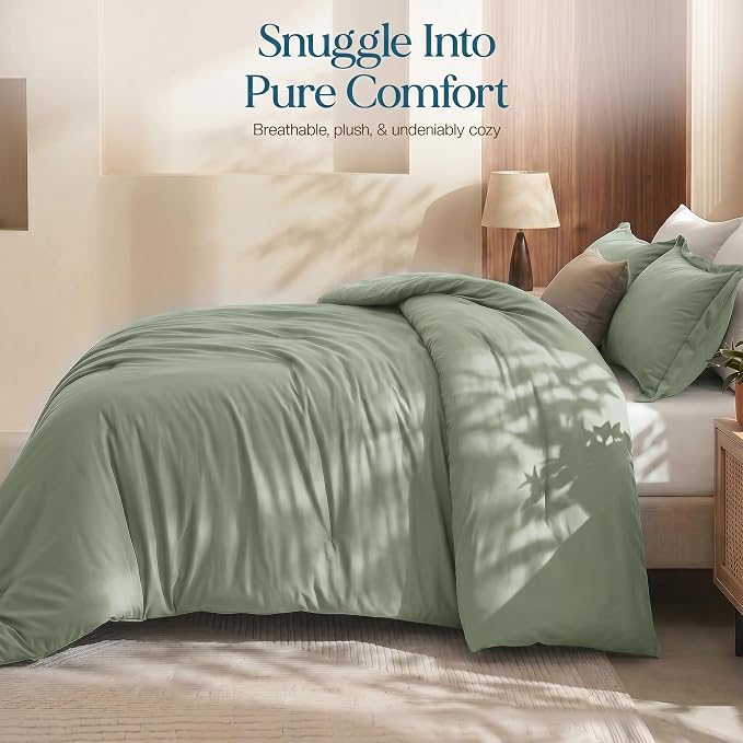 Utopia Bedding 3 Pc Queen Comforter Set, All Season Bedding, Sage Green | Bedding Set Includes Comforter (88x88) Inches, 2 Shams (20x26) Inches. Soft Microfiber Down Alternative, Machine Washable.