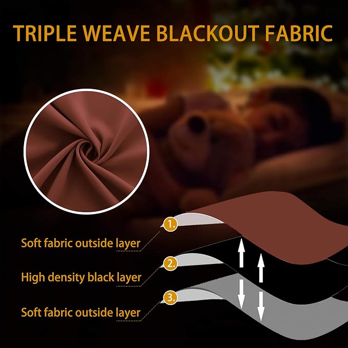 Rusty Orange Boho Curtains for Bedroom 2 Panels Set Light Blocking Winter Insulated Thermal Blackout Room Darkening Short Earthy Nursery Curtains for Babies Bathroom 42 x 54 Inch Length Rust Brick Fox