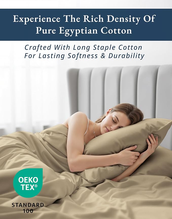 LANE LINEN Twin XL Sheets Cute 100% Egyptian Cotton Sateen - Linen | Black Twin XL Sheets - 3-Piece Set, Ideal For Dorms And Adjustable Beds, For A Luxurious Night's Sleep, Luxe Sheen
